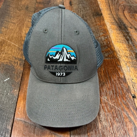 Patagonia 1973 Logo Trucker Hat Gray Mesh Back Adjustable Cap - Picture 3 of 6
